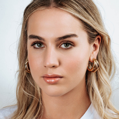 TRIPLE HOOPS MEDIUM GOLD