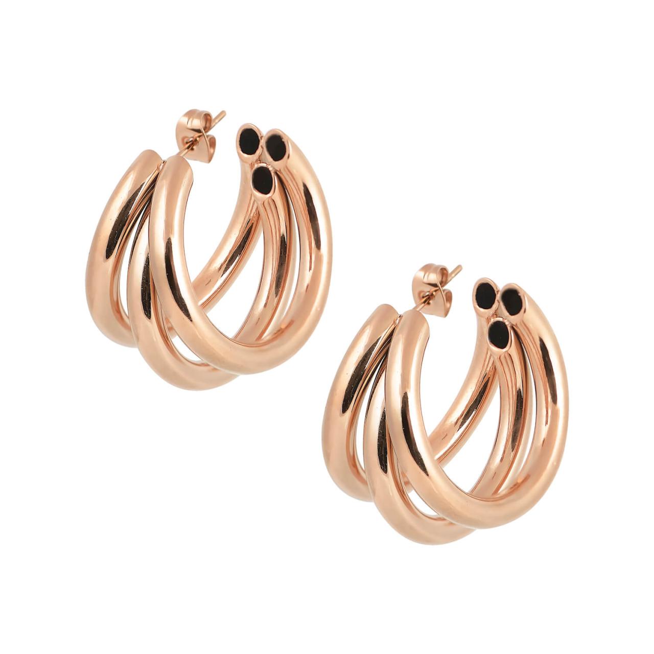 TRIPLE HOOPS MEDIUM ROSE