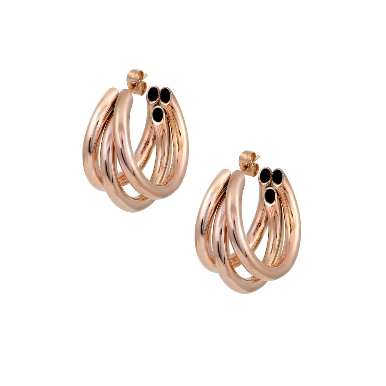 TRIPLE HOOPS SMALL ROSE